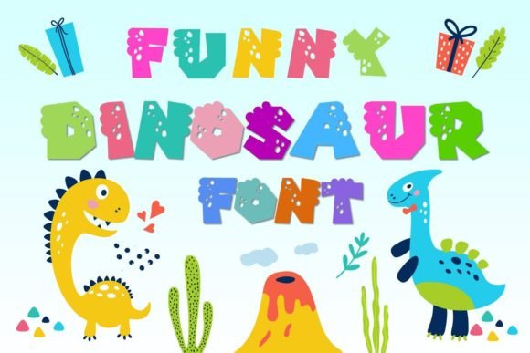 Funny Dinosaur Font for Kids’ Printables & School Projects